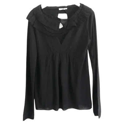 Pre-owned Miuccia Prada Prada Fall 2006 Silk & Wool Frilled Fine Knit Sweater In Black