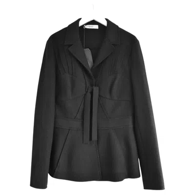 Pre-owned Miuccia Prada Prada Fall 2008 Black Wool Felt Corset Bust Jacket