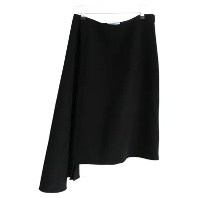 Pre-owned Miuccia Prada Prada Fall 2013 Women's Black Wool Crepe Asymmetric Midi Skirt It46