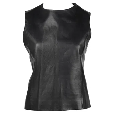 Pre-owned Miuccia Prada Prada Fall/winter 1998 Runway Black Leather Top — It 44