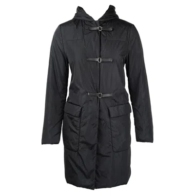 Pre-owned Miuccia Prada Prada Fall/winter 1999 Black Nylon Buckle Coat - It 40