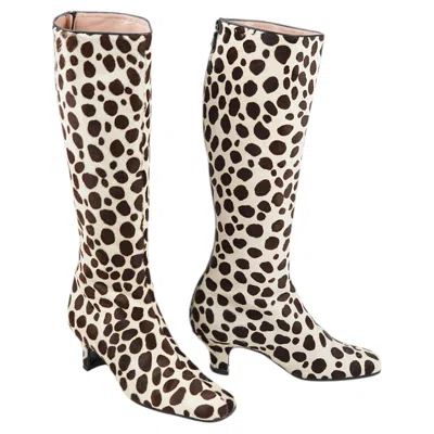 Pre-owned Miuccia Prada Prada Fw 1995 Dalmatian Calf Hair Knee-high Boots, Size 37.5 – Archival Icon In Sand