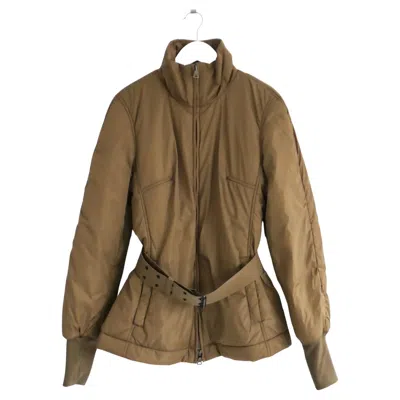 Pre-owned Miuccia Prada Prada Linea Rossa Gold Khaki Quilted Ski Jacket W/belt In Brown