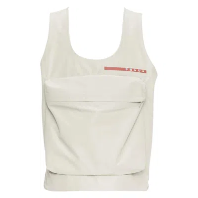 Pre-owned Miuccia Prada Prada Linea Rossa Lr-mx019 Technical Fabric Beige Large Pocket Utility Vest S In Brown