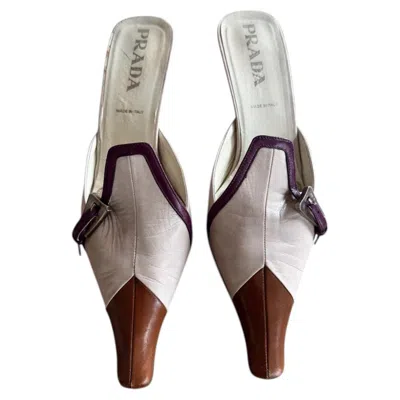 Pre-owned Miuccia Prada Prada Mule In Three-tone In Nappa Leather By  From 2000s Size 40 In Gray