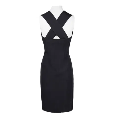 Pre-owned Miuccia Prada Prada Spring/summer 1992 Black Silk Cross-back Hourglass Dress It42