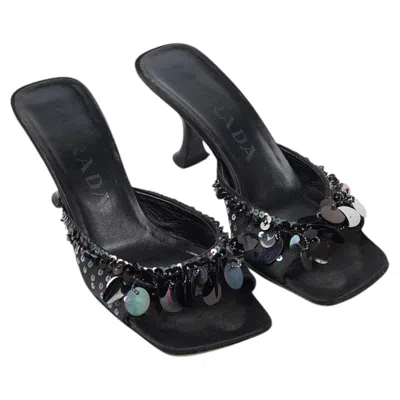 Pre-owned Miuccia Prada Prada Spring/summer 2000 Embellished Sequin Mules Size 36 In Black