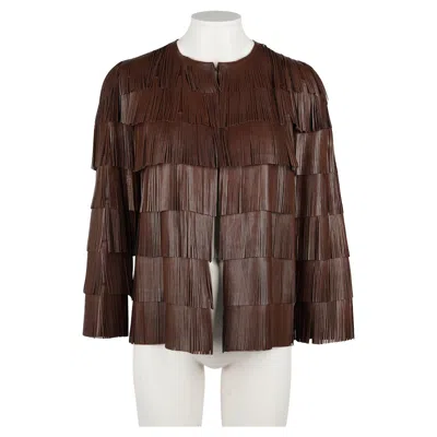 Pre-owned Miuccia Prada Prada Spring/summer 2007 Brown Fringed Leather Jacket Runway Archive It44
