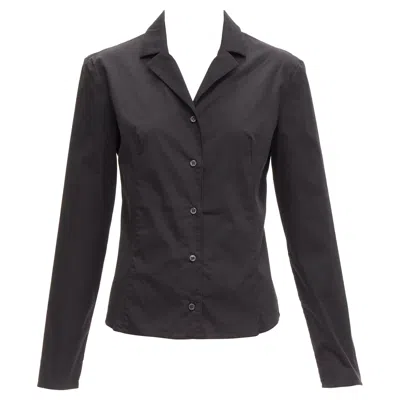 Pre-owned Miuccia Prada Prada Vintage Charcoal Black Lapels Dared Minimal Classic Dress Shirt It46 Xl