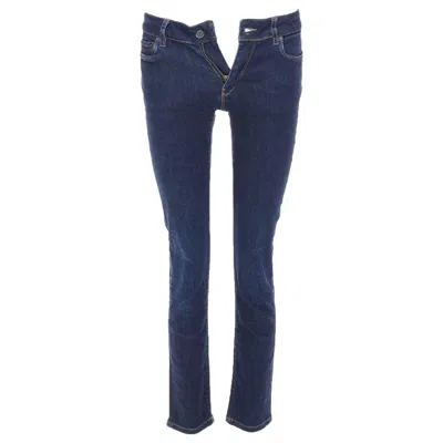 Pre-owned Miuccia Prada Prada Washed Dark Blue Contour Fit Cropped Skinny Jeans Xs