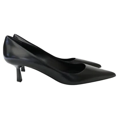 Pre-owned Miuccia Prada Prada Women's 2010s Black Leather Mid Heel Pointed Pumps, Size 36