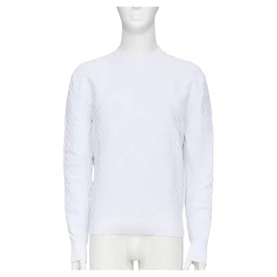 Pre-owned Miuccia Prada Prada Zigzag Micro Texture Geometric Long Sleeve Winter Crewneck Sweater It48 M In Gray