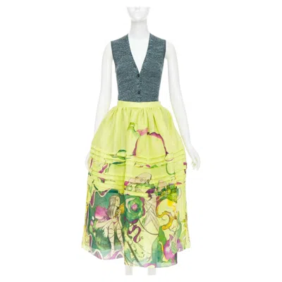 Pre-owned Miuccia Prada Rare Prada James Jean 2008 Runway Fairy Organza Full Skirt Knit Vest Set It40 S In Sand
