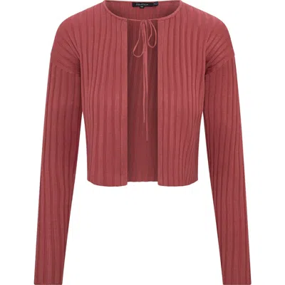 Miumax Cropped Tie Front Open Knit Cardigan In Red