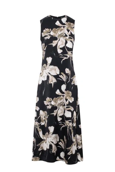 Miumax Floral Woven Invisible Zipper Maxi Jumper In Black
