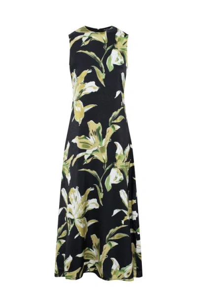 Miumax Floral Woven Invisible Zipper Maxi Jumper In Black