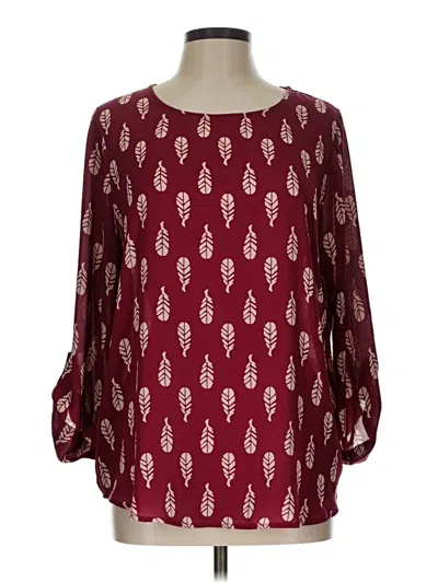 Pre-owned Mix By 41 Hawthorn 3/4 Sleeve Blouse In Burgundy