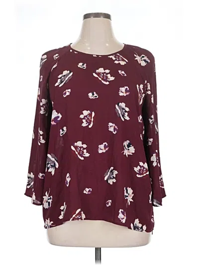 Pre-owned Mix By 41 Hawthorn 3/4 Sleeve Blouse In Burgundy