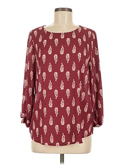 Pre-owned Mix By 41 Hawthorn 3/4 Sleeve Blouse In Burgundy