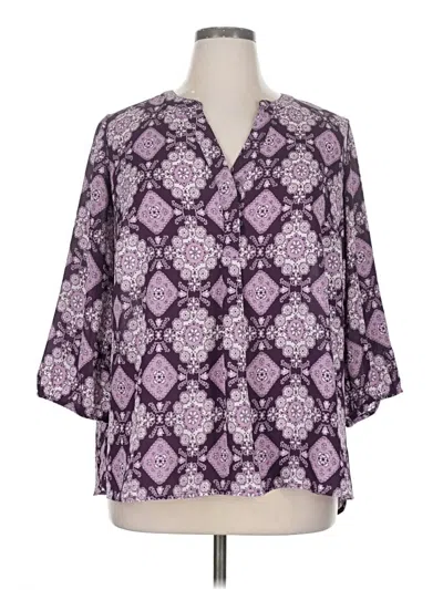 Pre-owned Mix By 41 Hawthorn 3/4 Sleeve Blouse In Purple