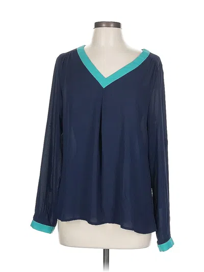 Pre-owned Mix By 41 Hawthorn Long Sleeve Blouse In Blue