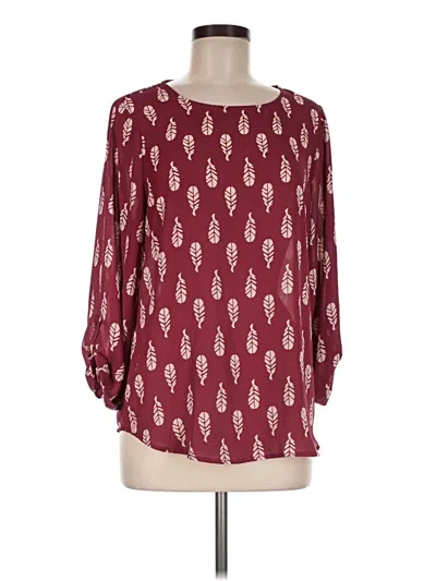 Pre-owned Mix By 41 Hawthorn Long Sleeve Blouse In Burgundy