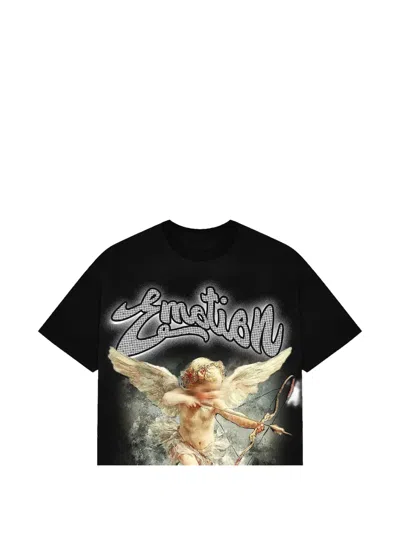 Mixed Emotion Angel Cropped T-shirt In Black
