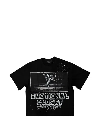 Mixed Emotion T-shirt Mit Engel-print In Schwarz