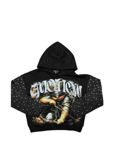 Mixed Emotion Archer Rhinestone-embellishment Hoodie In Black