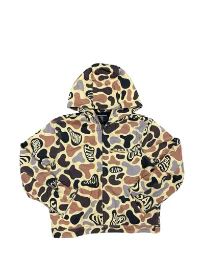 Mixed Emotion Carpenter Camo-print Hooded Jacket In 뉴트럴