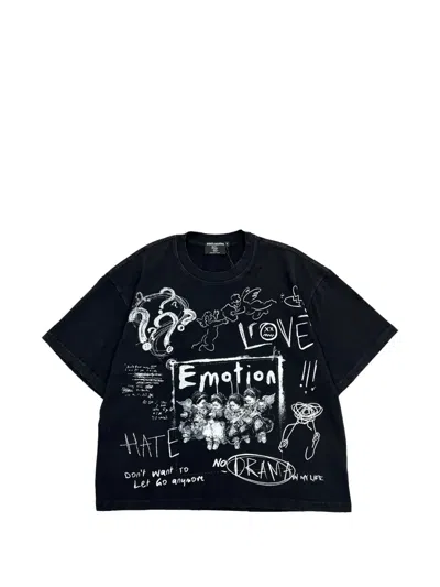 Mixed Emotion Chaos Graphic-print T-shirt In Black