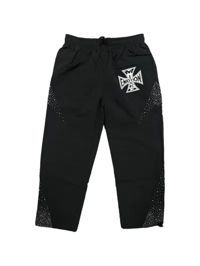 Mixed Emotion Classic Crystal-embellished Track Pants In Black