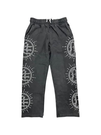 Mixed Emotion Eclipse Rhinestone-embellished Track Pants In Gray