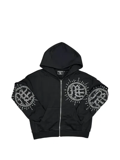 Mixed Emotion Eclipse Rhinestone-embellishment Hoodie In Black