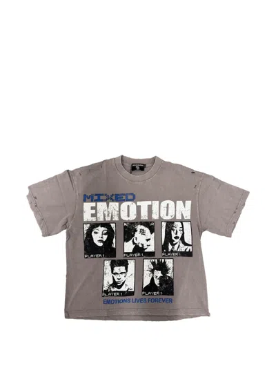 Mixed Emotion Gallery Distressed-effect T-shirt In Grey