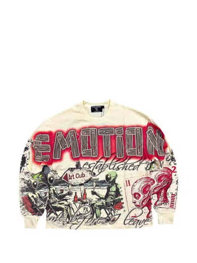 Mixed Emotion Graphic-print Long-sleeve T-shirt In Neutral