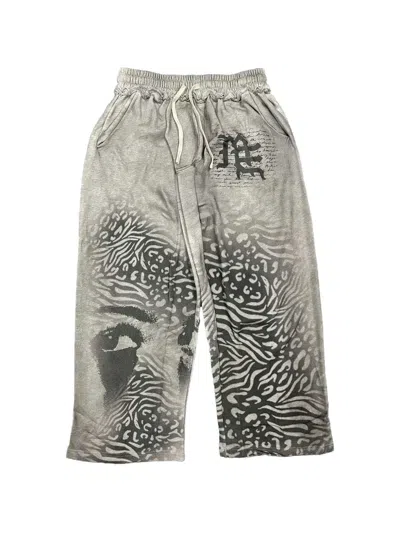 Mixed Emotion Graphic-print Loose-fit Pants In 그레이