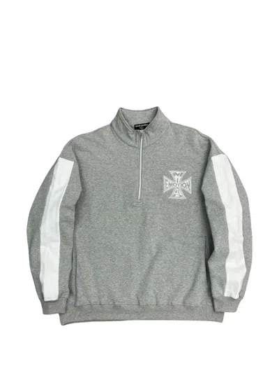 Mixed Emotion Logo-print Panelled Sweater In Gray