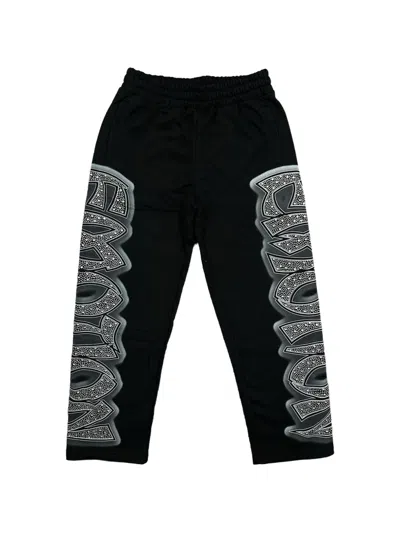 Mixed Emotion Midnight Rhinestone-embellished Track Pants In 블랙