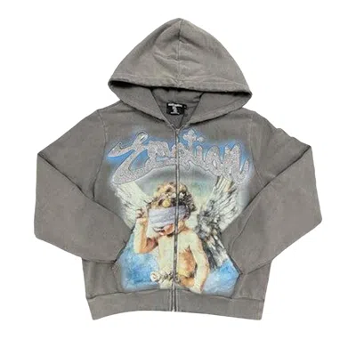 Pre-owned Mixed Emotion Rhinestone Hoodie 'grey' | Men's Size Xxl