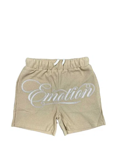 Mixed Emotion Signature Waffle-knit Shorts In Neutrals