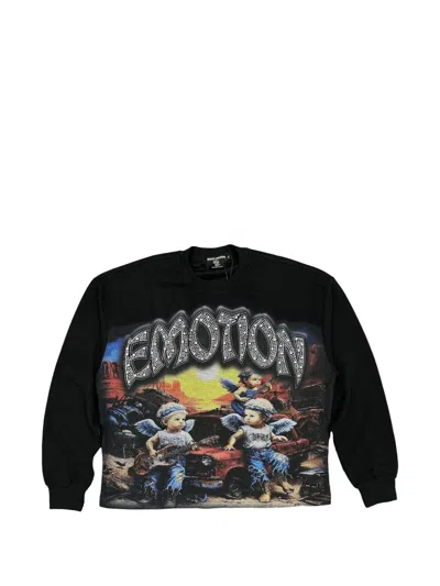 Mixed Emotion Sunrise Long-sleeve Graphic-print T-shirt In Black