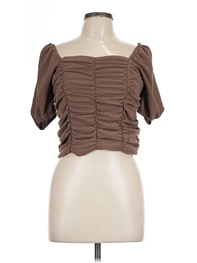 Pre-owned Mixed Threads Short Sleeve Top Brown Sweetheart Neckline Tops