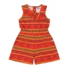 Mixed Up Clothing Babies' Girls Asymmetric Ruffle Cozy Animal Print Shorts Romper In Red,yellow