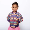 Mixed Up Clothing Girls Reversible Zip Up Lightweight Bomber Jacket In Purple Multicolor Stripe