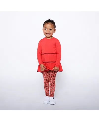 Mixed Up Clothing Kids' Girls Tiered Tunic And Legging Set In Red