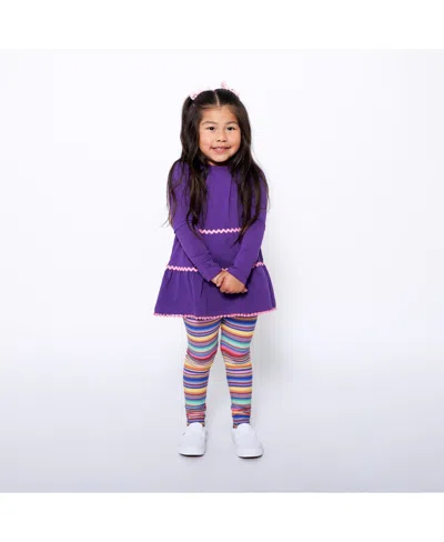 Mixed Up Clothing Kids' Girls Tiered Tunic And Legging Set In Purple Multicolor Stripe