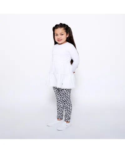 Mixed Up Clothing Kids' Girls Tiered Tunic And Legging Set In White