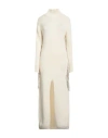 Mixik Woman Midi Dress Cream Size M Cashmere, Soft Leather In White