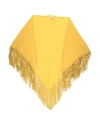 Mixik Woman Scarf Yellow Size - Cashmere, Soft Leather In Yellow
